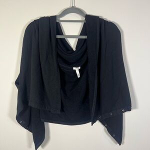 Soma Black Knit‎ Shawl Wrap with Button Accents One Size Cozy Comfy